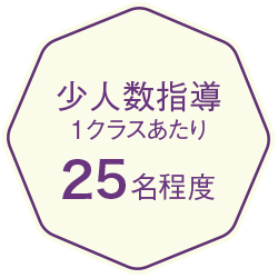 少人数指導 1クラスあたり 25名程度